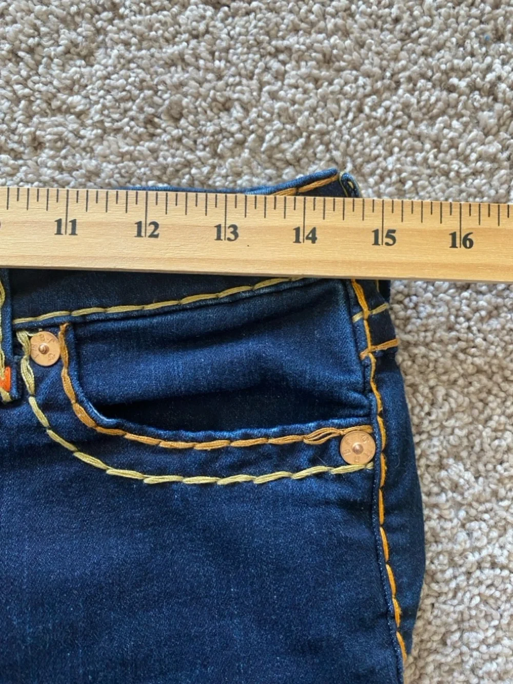 True Religion Womens Becca Mid Rise Bootcut Jean Sz 27 Thick Stitching! Y2K - Picture 14 of 16
